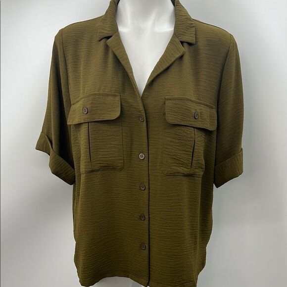 Worthington Green Boxy Button Down Shirt - Picture 1 of 4